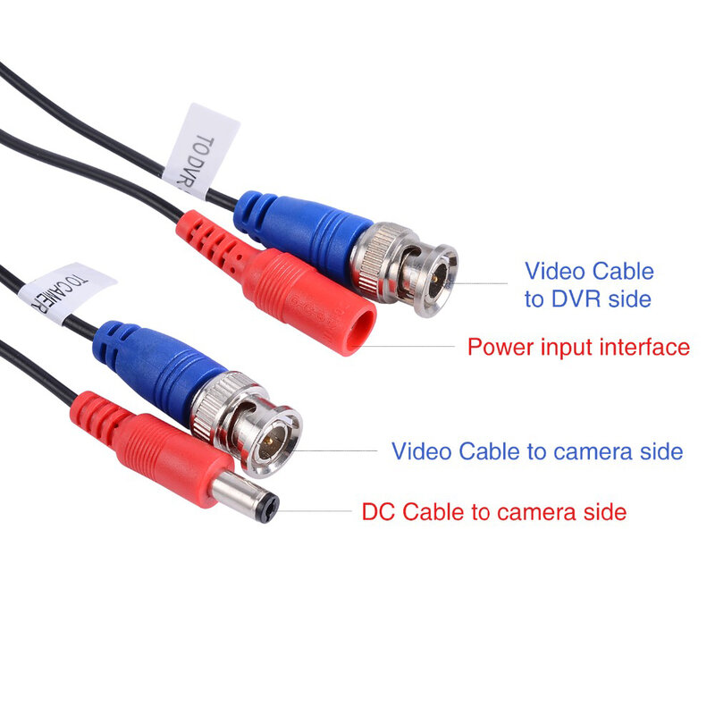 Cable de alimentación de vídeo con conector BNC y DC, 4 piezas, 18m, 60 pies, para 4 cámaras AHD, accesorios de sistema de videovigilancia