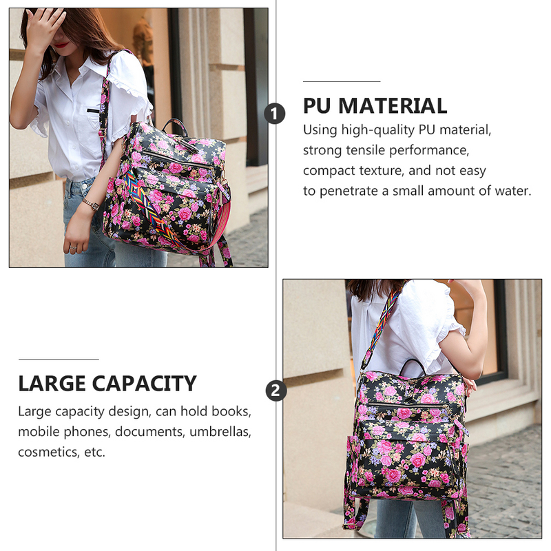 1Pc Leopard Printing Student Backpack Large Storage Bag Fashion Shoulder Bag