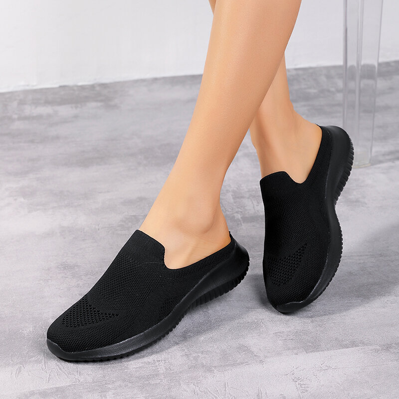 STRONGSHEN-zapatos informales transpirables para mujer, zapatillas planas, ligeras, de tejido volador