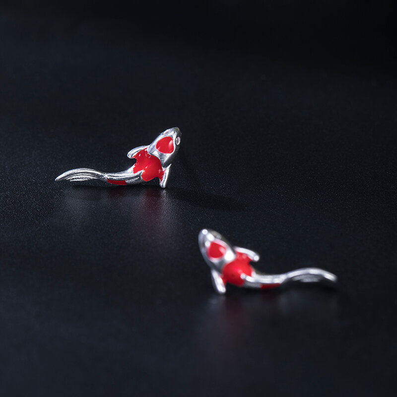 VLA – boucles d'oreilles en forme de poisson pour femmes, en argent 925, en émail, Design rétro Simple, tendance, cadeau d'anniversaire, 2021