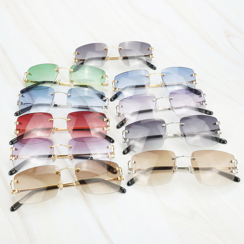 Óculos de sol sem aro para homens de luxo óculos de sol carter quadro para condução praça oculos de sol feminino designer acessórios