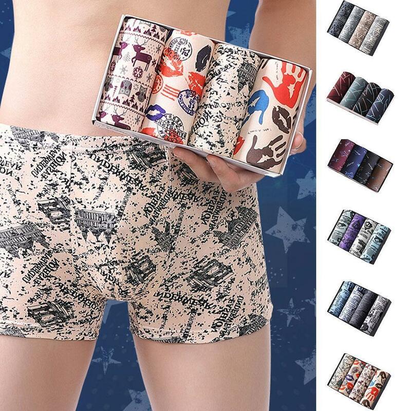 Men's Boxer Briefs Fashion Sexy Printed Large Size Slip Men’s Shorts Panties Homme Sets Boxer Lingerie Underwear Underpants P6r2