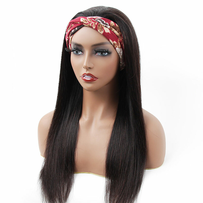 Headband Wig Human Hair Wigs Indian Scarf Wig Remy Hair Wigs U Part Wig Full Machine Made Wigs With Bangs For Black Women 150%