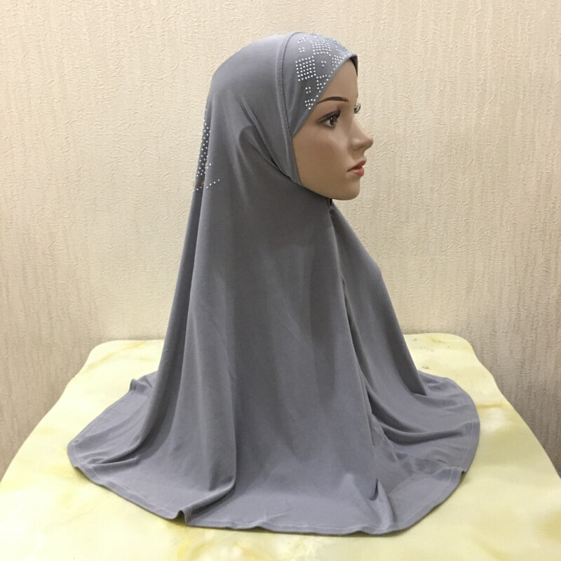 Damska muzułmańska chusta natychmiastowa hidżab jednolita płócienna diamentowa damska chustka na głowę Jersey Turban islamska okłady chustka na głowę arabski kapelusz chustka
