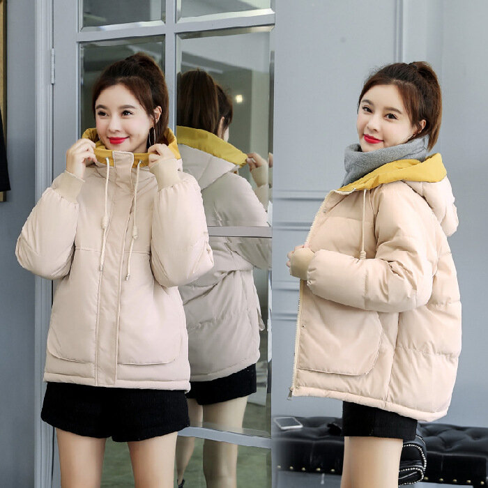 2021 Musim Dingin Gaya Korea Baru Jaket Berlapis Katun Longgar Kapas Tebal Mantel Jaket Pendek Wanita