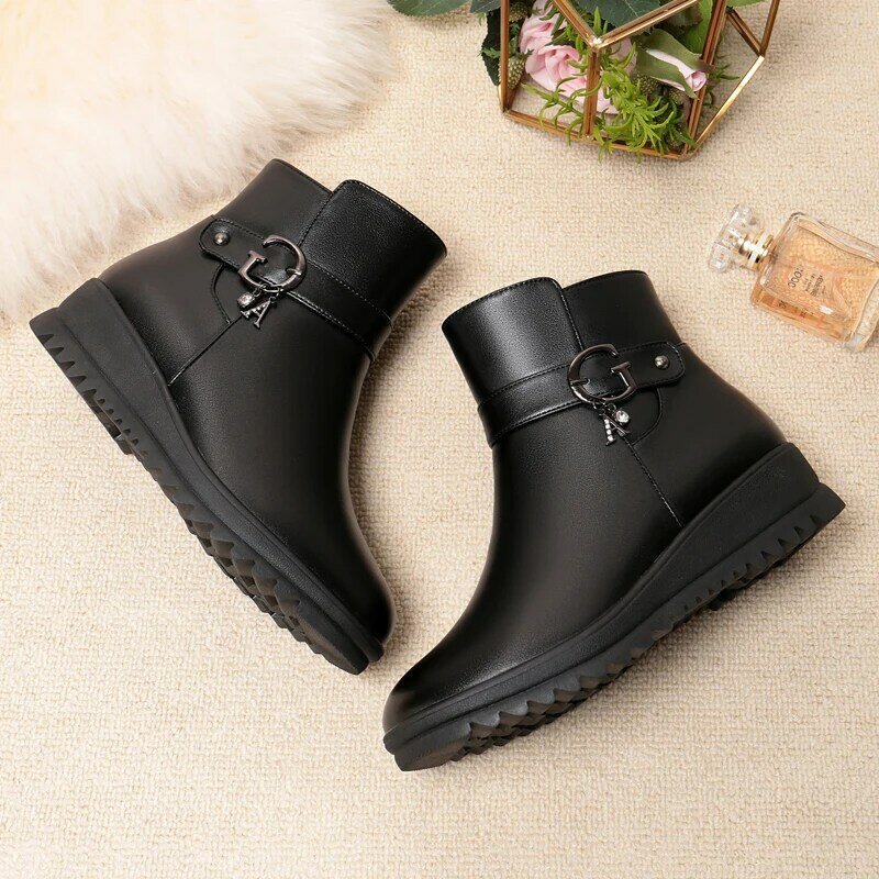 Aiyuqi botas de neve femininas 2022 inverno novas cunhas quentes botas de tornozelo feminino tamanho grande não-deslizamento sapatos de mãe botas