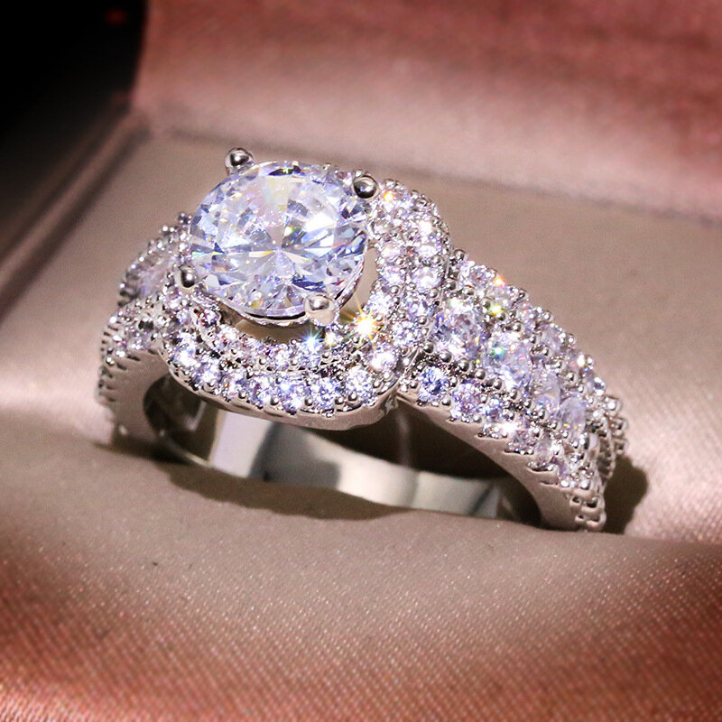 14K biały złoty biały diament 2 karaty biżuteria pierścień dla kobiet grzywny Anillos De Bizuteria kamień Anillos Mujer Bijoux Femme pierścienie