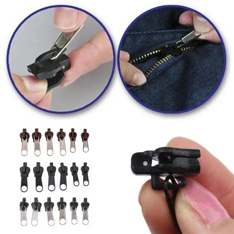 6/12PCS Instant Reiß Sliders Ziehen Universal Fix Zipper Reparatur Kit Ersatz Zähne Rettungs Design Reißverschlüsse Nähen Reparatur kit