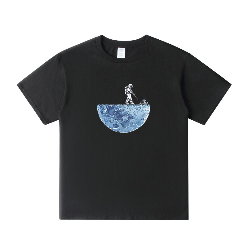 To the moon 티셔츠 남성 스트리트웨어 캐주얼 힙합 여름 패션 반팔 O 넥 코튼 하라주쿠 티셔츠, 남성 스트리트웨어