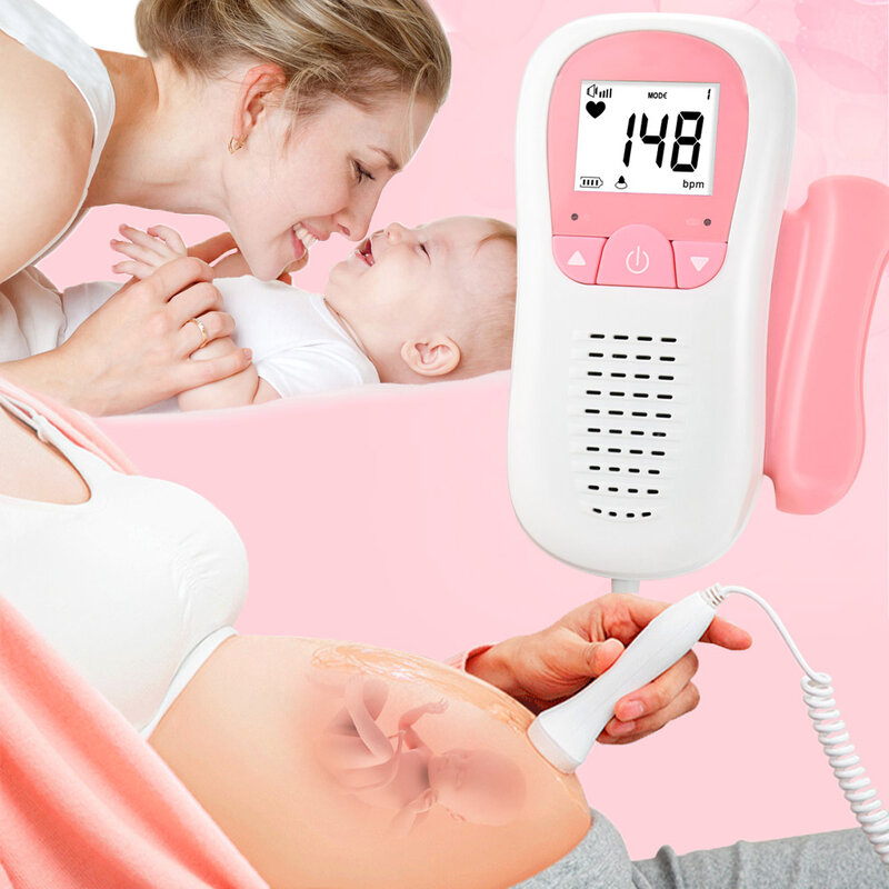 Cofoe-Detector de Latido Fetal Doppler, Monitor de Ritmo Cardíaco para Bebé, Medidor de Pulso sin Radiación con Retroiluminación LCD, Estetoscopio