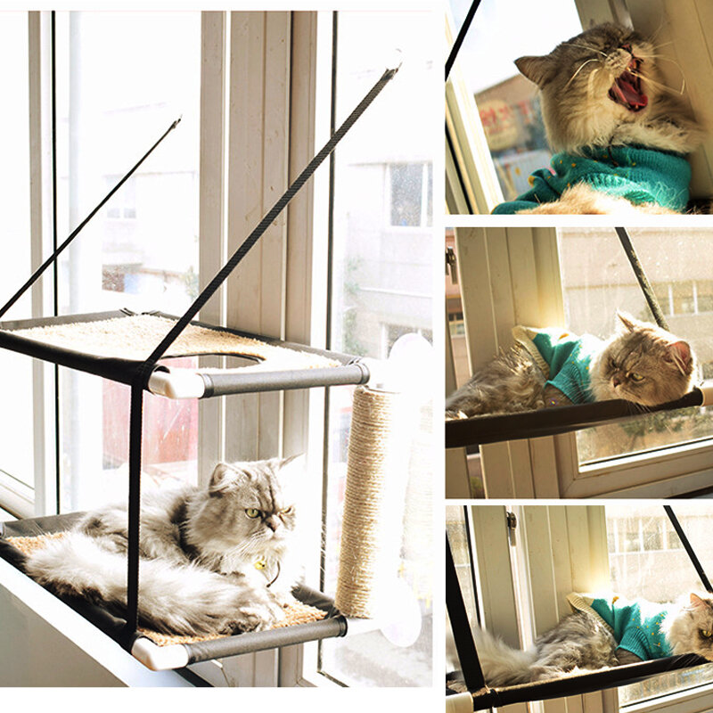 Peitoril para gatos, almofada de dormir, dupla camada de tecido veludo, à prova d'água, para animais de estimação