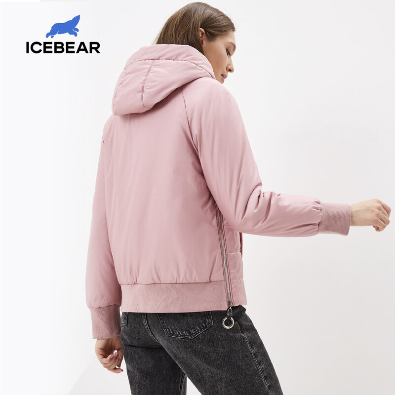 Icebear 2021 novo casaco de outono das mulheres roupas marca curto parka com chapéu moda mulher roupas gwc20070d
