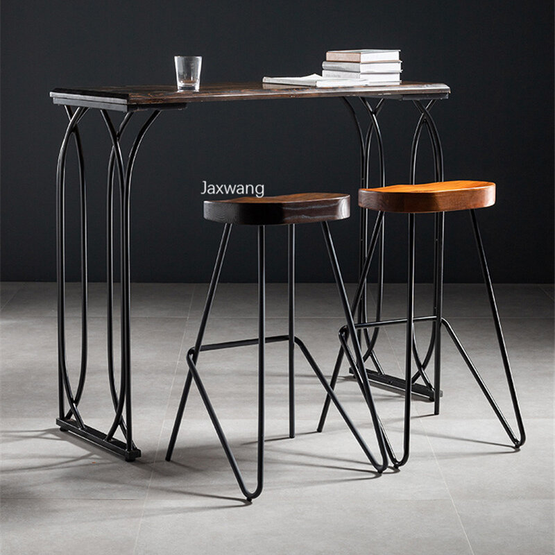 Nordic stołek barowy dom umeblowanie kute pręt z żelaza stołek barowy s prosty stołek na wysokiej stopce osobowość twórcza wypoczynek drewno na wysokiej stopce krzesło