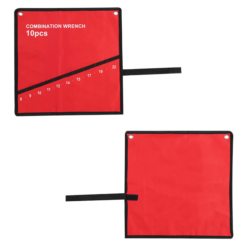 Portable Multi-Pocket Roll Up Tools Storage Bag Spanner Plier Wrench Holder Canvas Organizer Tools Accessory Red