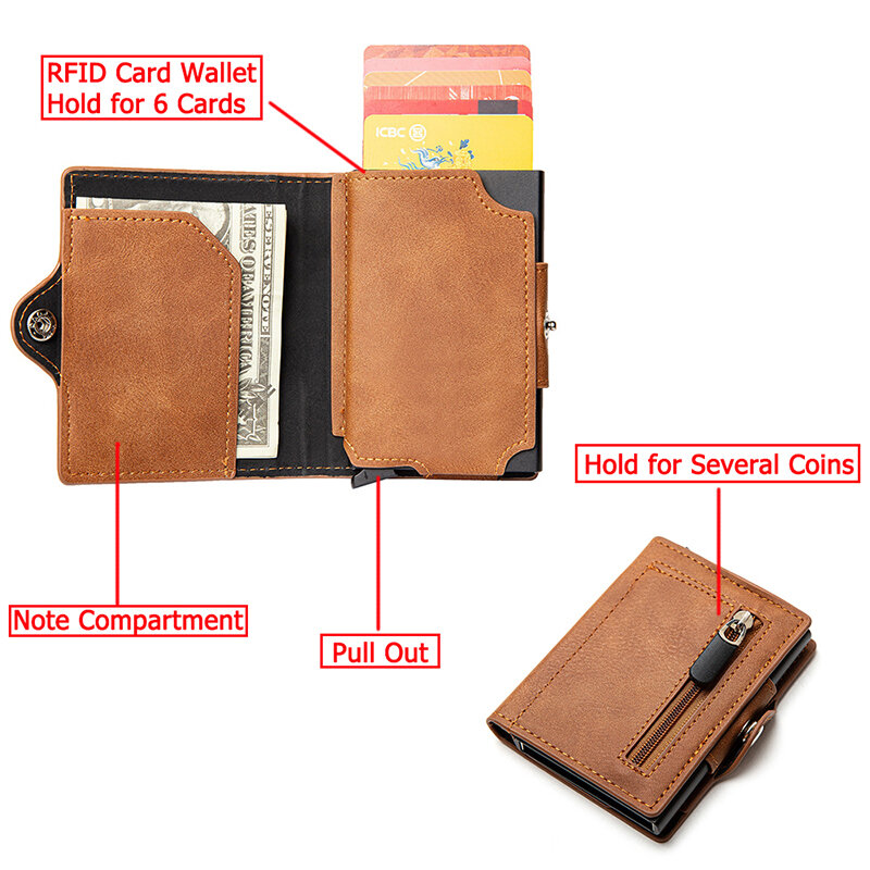 Zovyvol 2023 nuovo portafoglio personalizzato con nome RFID Blocking portafoglio in pelle da uomo d'affari porta carte di credito portafoglio intelligente portamonete con cerniera