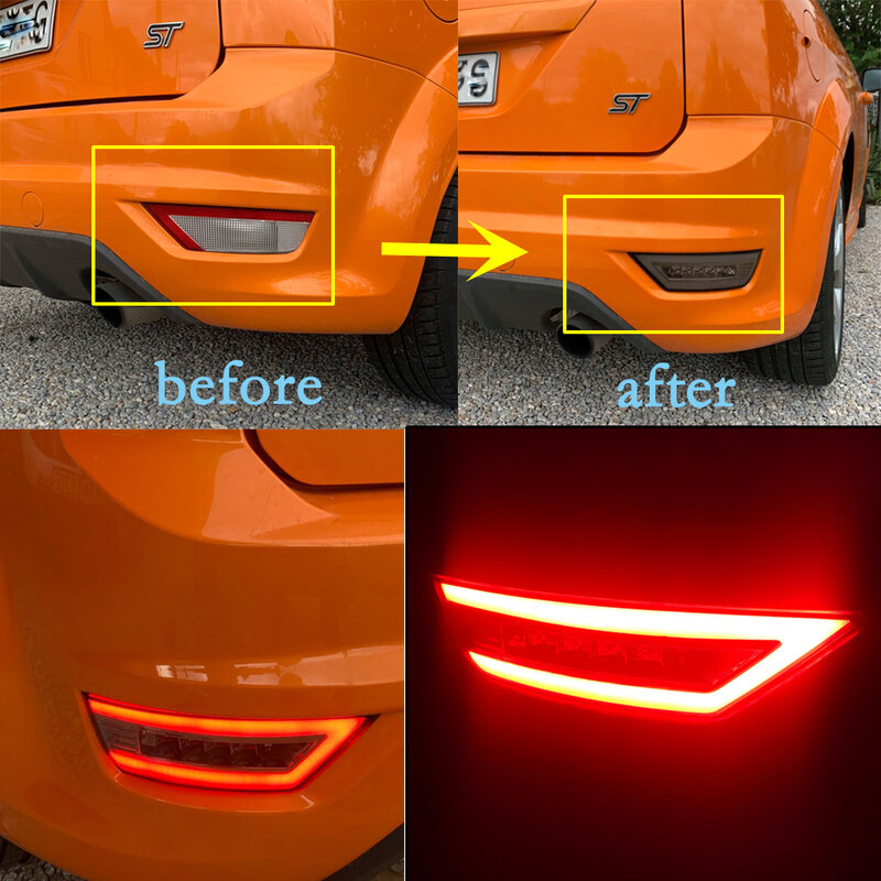 2pcs levou amortecedor traseiro refletor luz para ford focus hatchback 2009-2013 para ford focus 2 mk2 fuga kuga traseira sinal de luz de nevoeiro