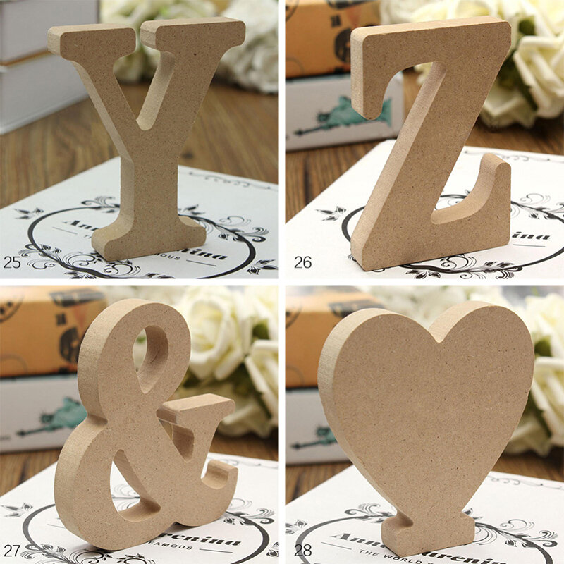 1PC Wood Color Wooden Letters Alphabet DIY Word Letter Art Crafts Wedding Birthday Party Home Decor Personalised Name Design