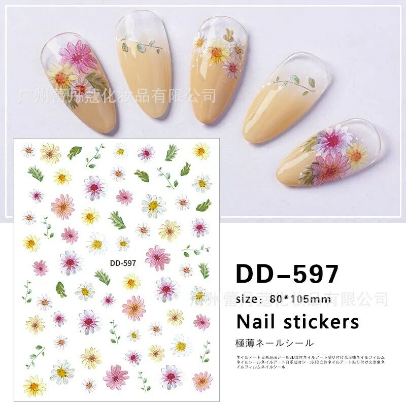 1pcs Nail Sticker Peony Flower Leaf Petal Stickers for Nails Self-Adhesive Design Stickers for Manicure Nail Art Decoration