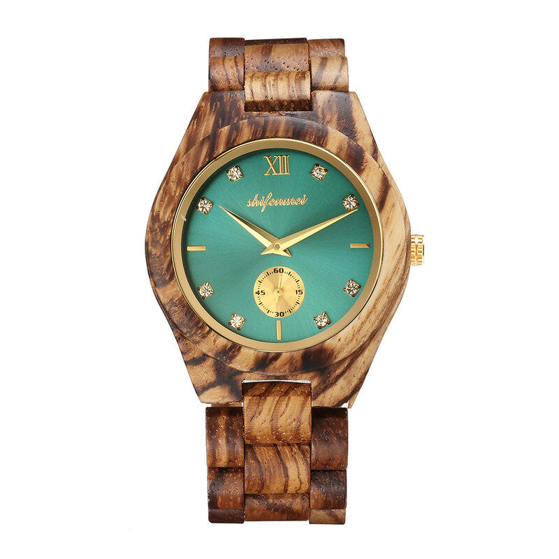 Shifenmei ساعة خشب النساء الفاخرة العلامة التجارية ساعة كوارتز ساعة اليد موضة السيدات سوار الساعات الخشبية الإناث Relogio Feminino