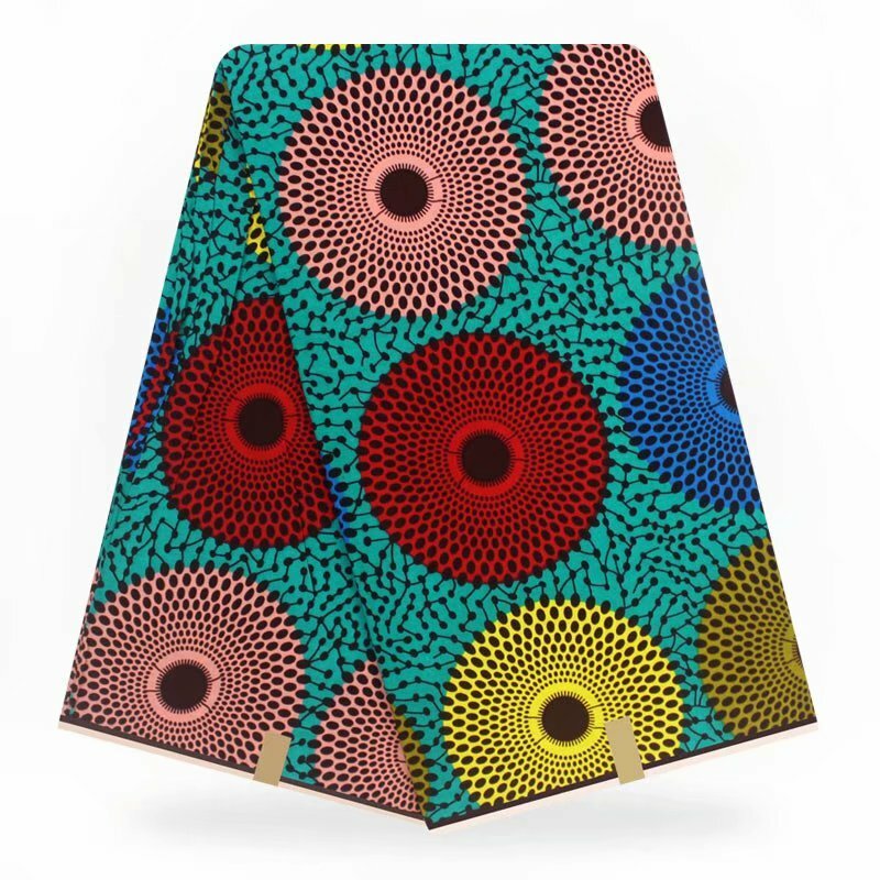 6 야드 아프리카 왁스 인쇄 직물 ankara 인쇄 Ciecle 아프리카 직물 앙카라 도매 폴리 에스터 왁스 원단 드레스