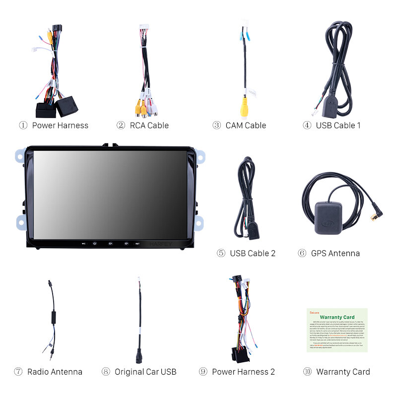 Harfey Android 10.0 RAM 2GB 2Din autoradio per VW/Volkswagen/Golf/Polo/Tiguan/Passat/b7/b6/leon/Car GPS Multimedia player