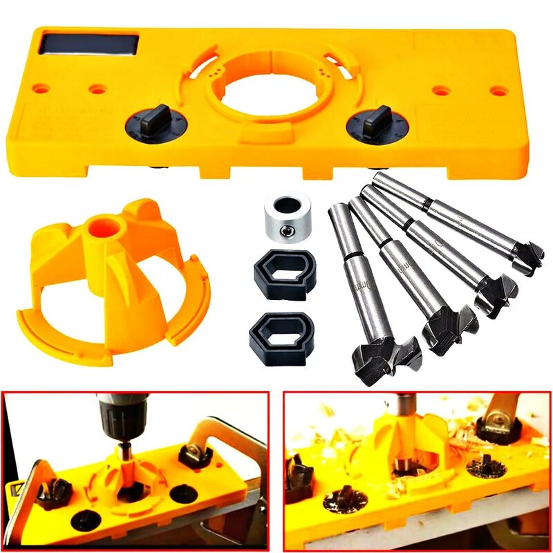 15MM-35MM Cup Style Hinge Boring Jig Drill Guide Set Door Hole Template For Concealed Hinge Jig Woodworking DIY Tool