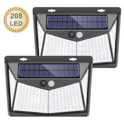 Luz LED Solar con Sensor de cuerpo humano 208, lámpara Solar IP65 para exteriores, ajuste automático de brillo, farola de jardín, 136 LED