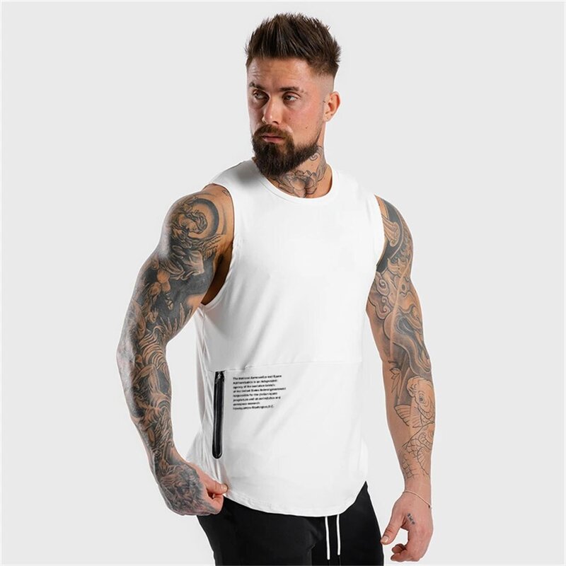 Colete masculino sem mangas com zíper, camiseta de verão respirável de secagem rápida, roupa justa para academia, musculação e fitness, regatas, 2021
