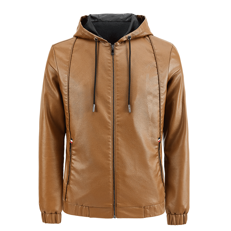 Мужская мотоциклетная кожаная куртка, Мужская осенне-зимняя модная Байкерская приталенная кожаная куртка с капюшоном, новая мужская повседневная одежда