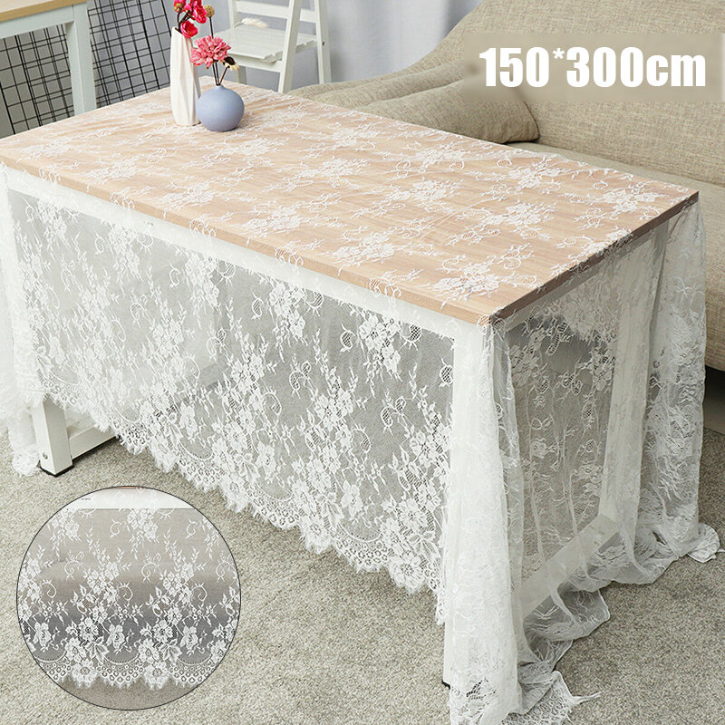 Tablecloth Embroidery Lace White Vintage Kitchen Tea Coffee Table Cover Cloth for Party Wedding Hotel Decor