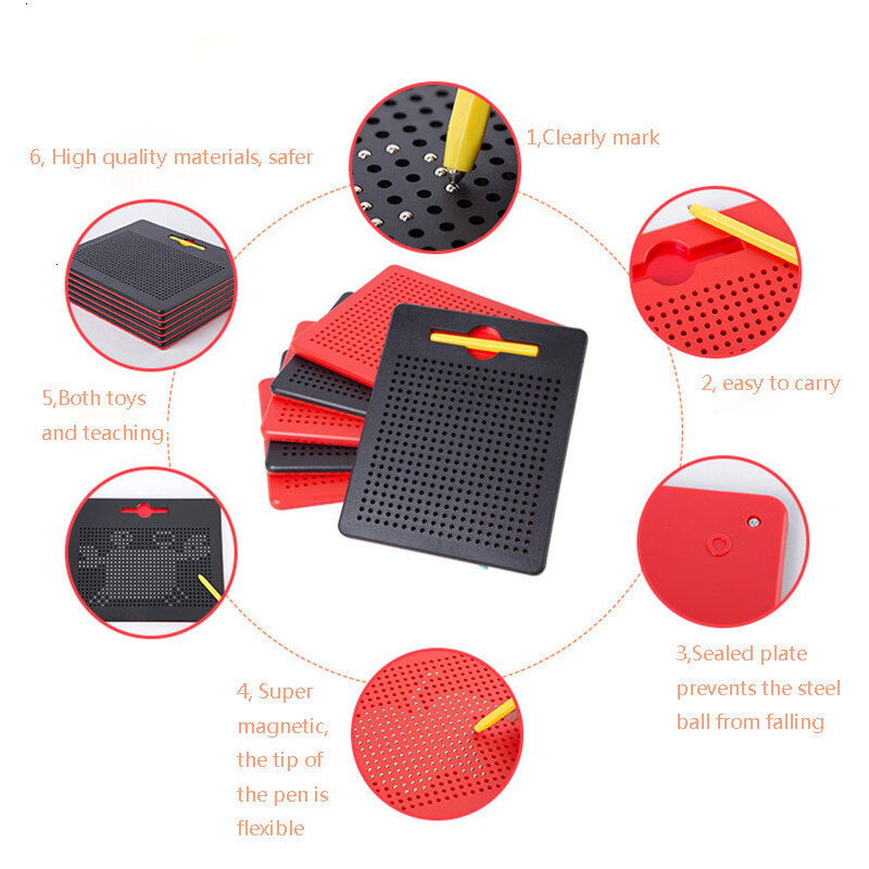 Magnetic Tablet Magnet Pad Menggambar Mainan untuk Anak Papan Gambar Steel Manik-manik Pena Stylus Pop Manik Belajar Notebook Menulis Mainan