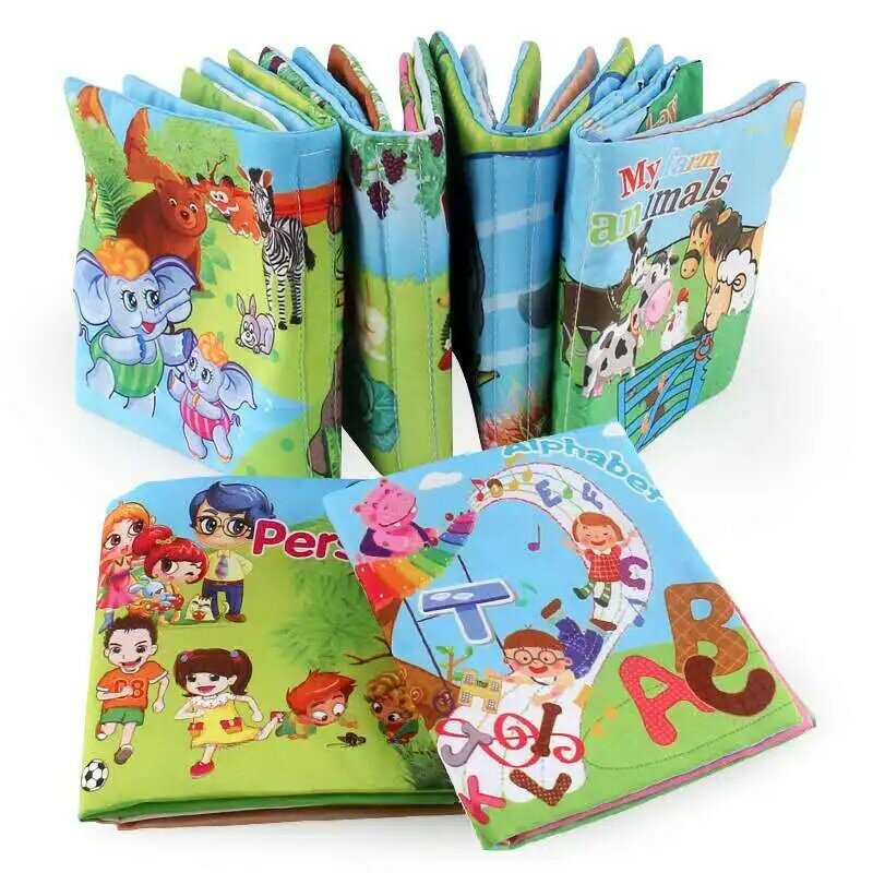 Animali/persone/verdure/giocattoli per neonati apprendimento educativo libri di stoffa per bambini libro di tessuto per neonati carino