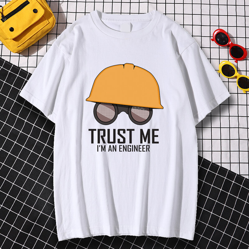 Trust Me I'm An 엔지니어 프린트 티셔츠 남성 여름 힙합 티셔츠 패션 브랜드 탑스 Crewneck 오버사이즈 의류 남성용, 2021 년 신제품