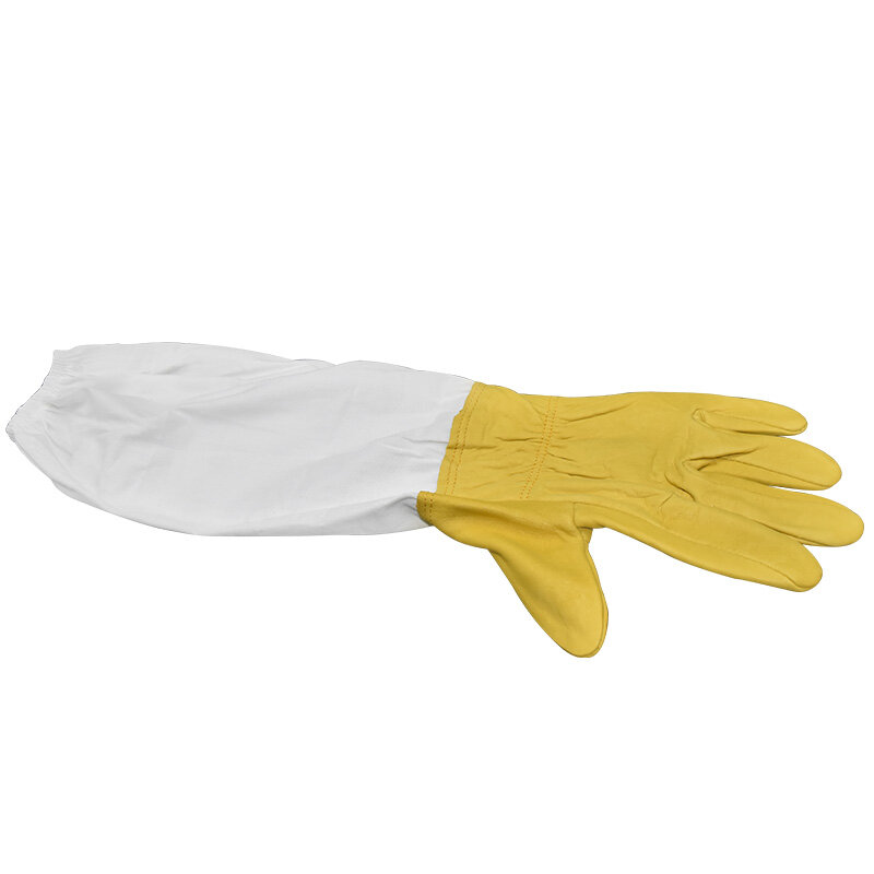 養蜂手袋保護スリーブ換気シープスキンと布抗蜂養蜂家のためのツール