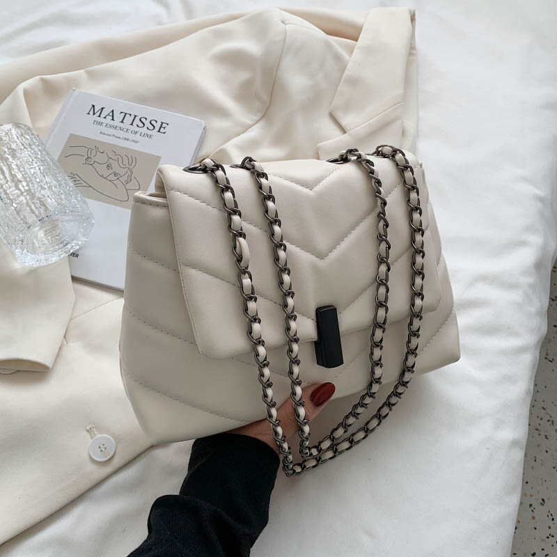 Modna skóra torby na ramię Crossbody dla kobiet 2021 nowa torba luksusowy projektant łańcucha mała torba kwadratowa Sac Epaule