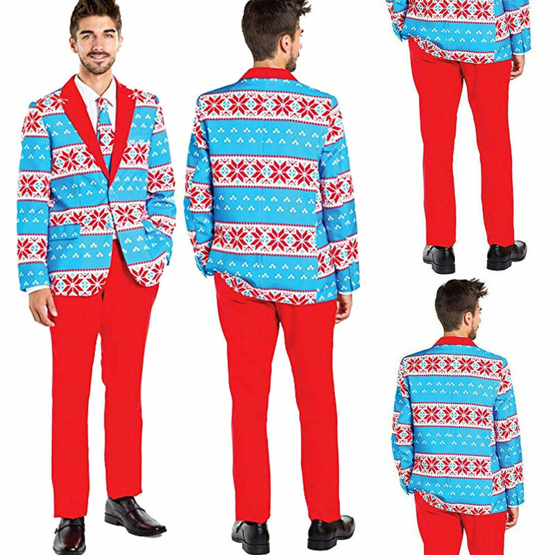 Männer Weihnachten Anzug Blazer Erwachsene Jacke Mantel Weihnachten Kostüme Anzug Lustige Blazer Bachelor Party Anzug Jacke Weihnachten M-XXL