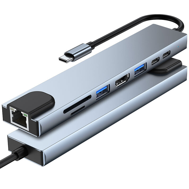 Concentrador de red USB C, adaptador VGA Rj45 Thunderbolt 3 compatible con HDMI, PD, TF, lector de tarjetas SD, Hub 3,0 para MacBook Pro/Air M1 tipo-c