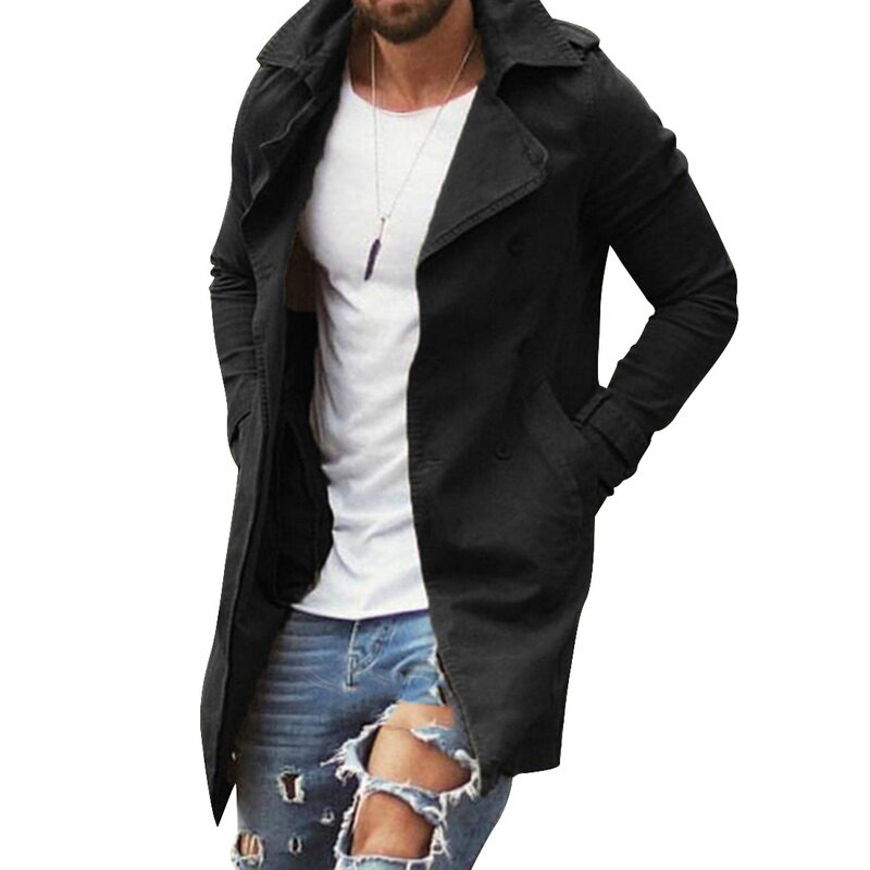 メンズトレンチコートジャケットプラスサイズ4XL生き抜くカジュアルロングオーバー服2020春の秋のファッション男性