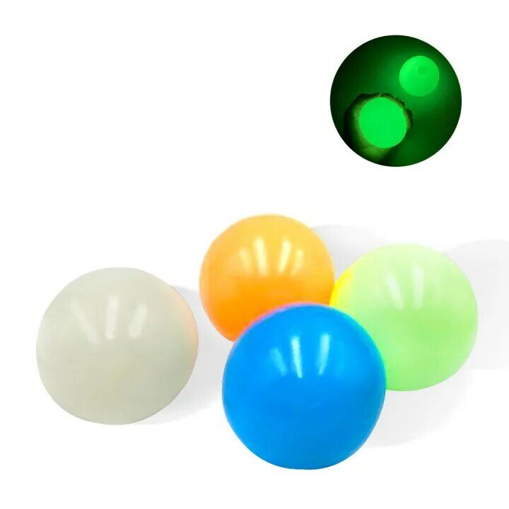 Boule adhésive lumineuse anti-Stress pour enfants, jouet à pression douce, soulage l'anxiété et le Stress, 4 pièces