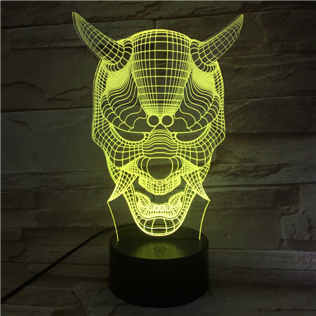 Lumière de nuit en forme de monstre en corne de bœuf 3D, Base tactile Usb, lampe de Table, 7 couleurs changeantes, pour chambre de bébé, éclairage de nuit, décor de maison