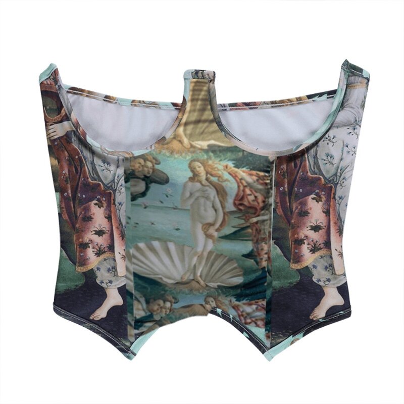 Women's Sexy Patchwork Fishbone Crown Corset Top Y2k Backless for Summer 