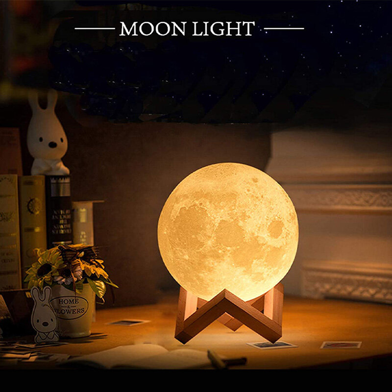 Lámpara LED de luz nocturna para niños, luz de luna recargable, decoración de hada que cambia de Color, 3D Sensor táctil, proyector para decoración de dormitorio en casa Ki