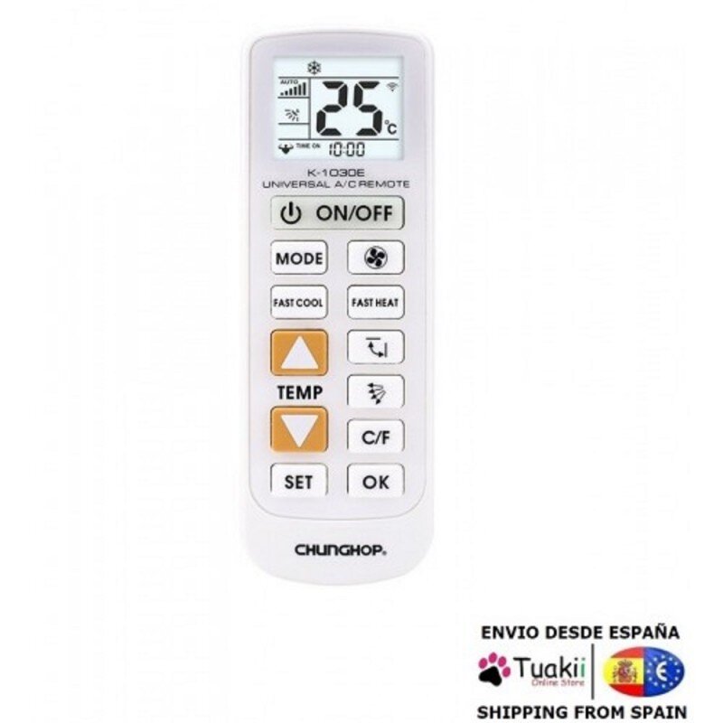 Controle remoto universal ar condicionado chunghop K-1030E