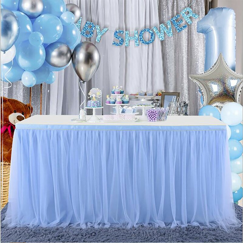 2021 ślub spódnica Tutu obrus stołowy z tiulu pokrywa stołowe tkaniny Baby Shower dekoracje do domu na imprezę listwy przypodłogowe dekoracja na urodziny