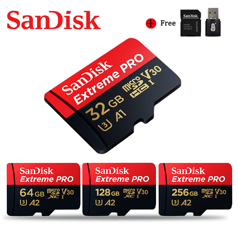 SanDisk-tarjeta Micro SD Extreme Pro, 128GB, 64GB, 32GB, 256GB, 400GB, U3, V30, 4K