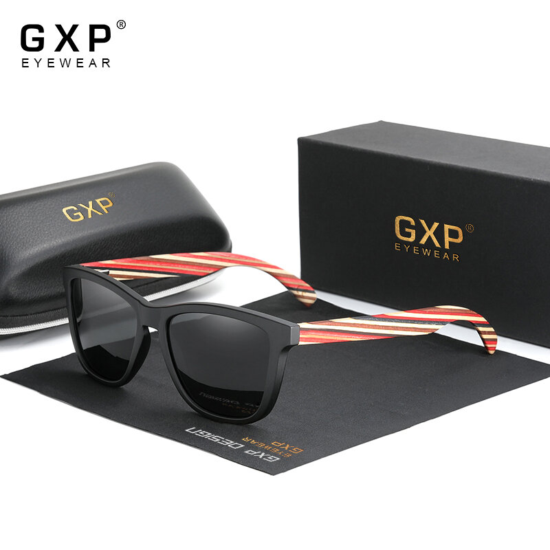 GXP Polarized Wooden Sunglasses For Men Women Handmade Fashion High Quality Eyewear UV400 Protection Gafas de sol