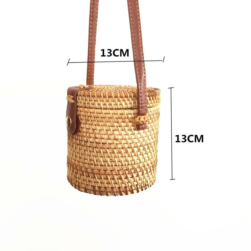 Rattan Bags for Women 2020 Handbag Summer Beach Shoulder Bag Bohemain Bucket Shape Straw Crossbody Bags