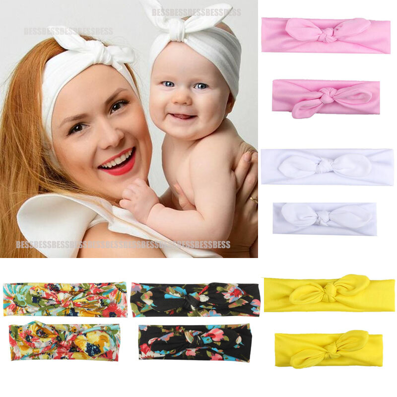 Diademas con estampado Floral para madre y bebé cinta para el pelo con lazo para niños y niñas 2 uds. regalos accesorios para el cabello 