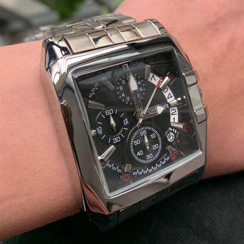 Foto real!! Megir-relógios masculinos de luxo top marca criativa relógios de pulso de quartzo de aço inoxidável relógios masculinos