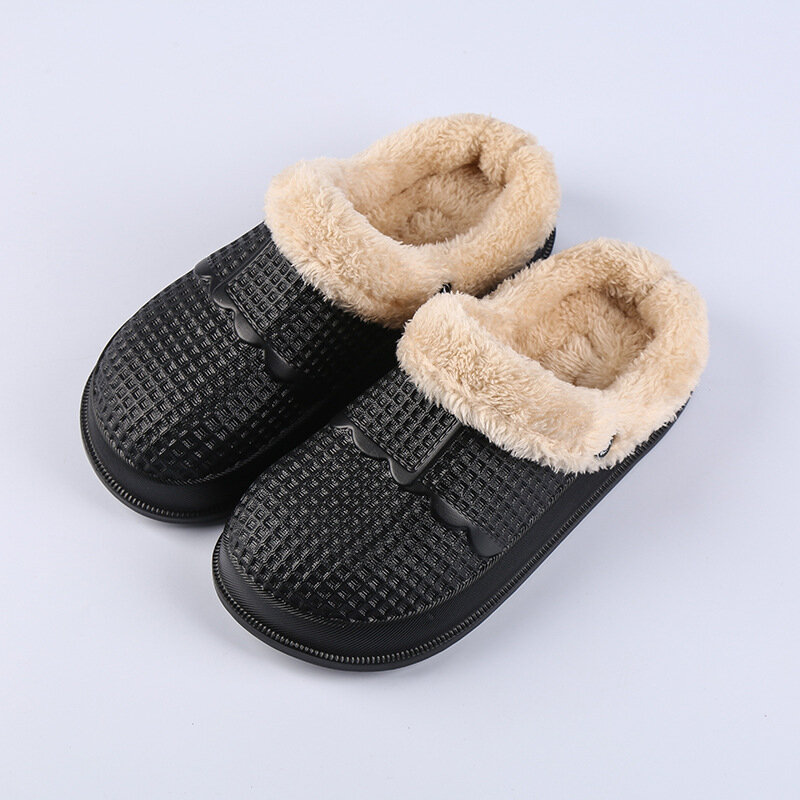 Zapatillas de invierno para hombre y mujer, zapatillas de talla grande, zuecos impermeables, sandalias de Interior para el hogar, novedad